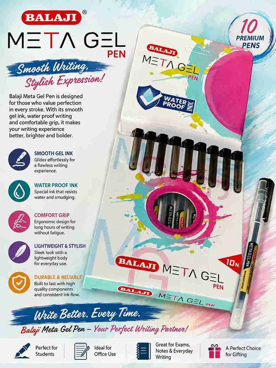 Balaji Meta Gel Pen Black